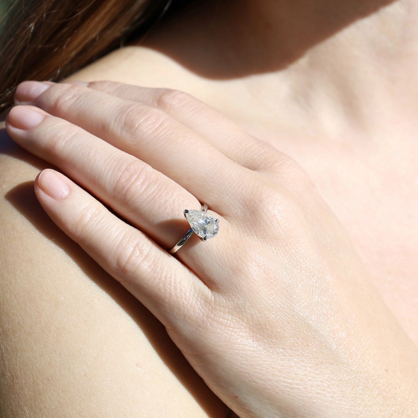 Lustrous Teardrop Ring
