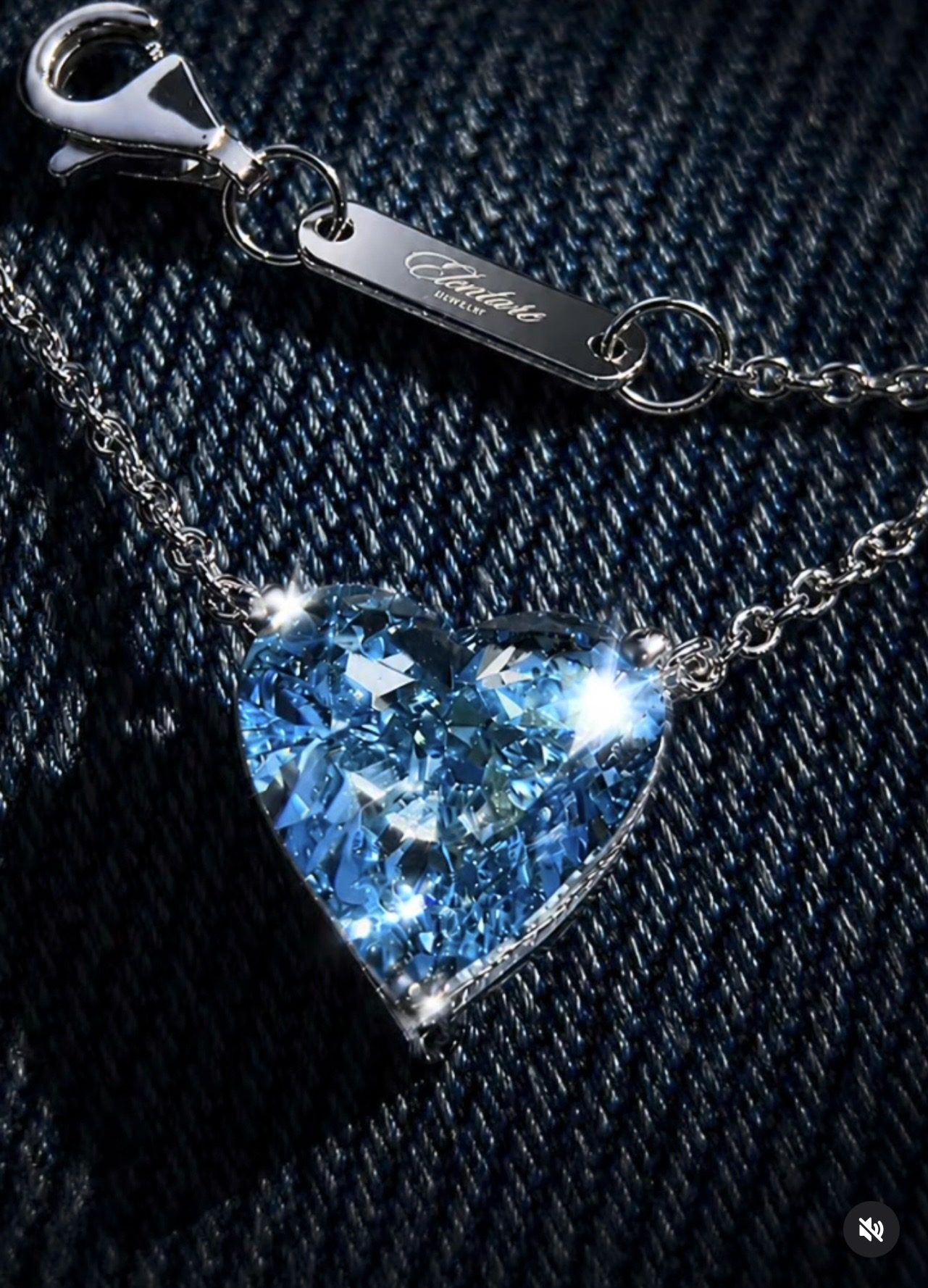 Blue heart shaped diamond necklace