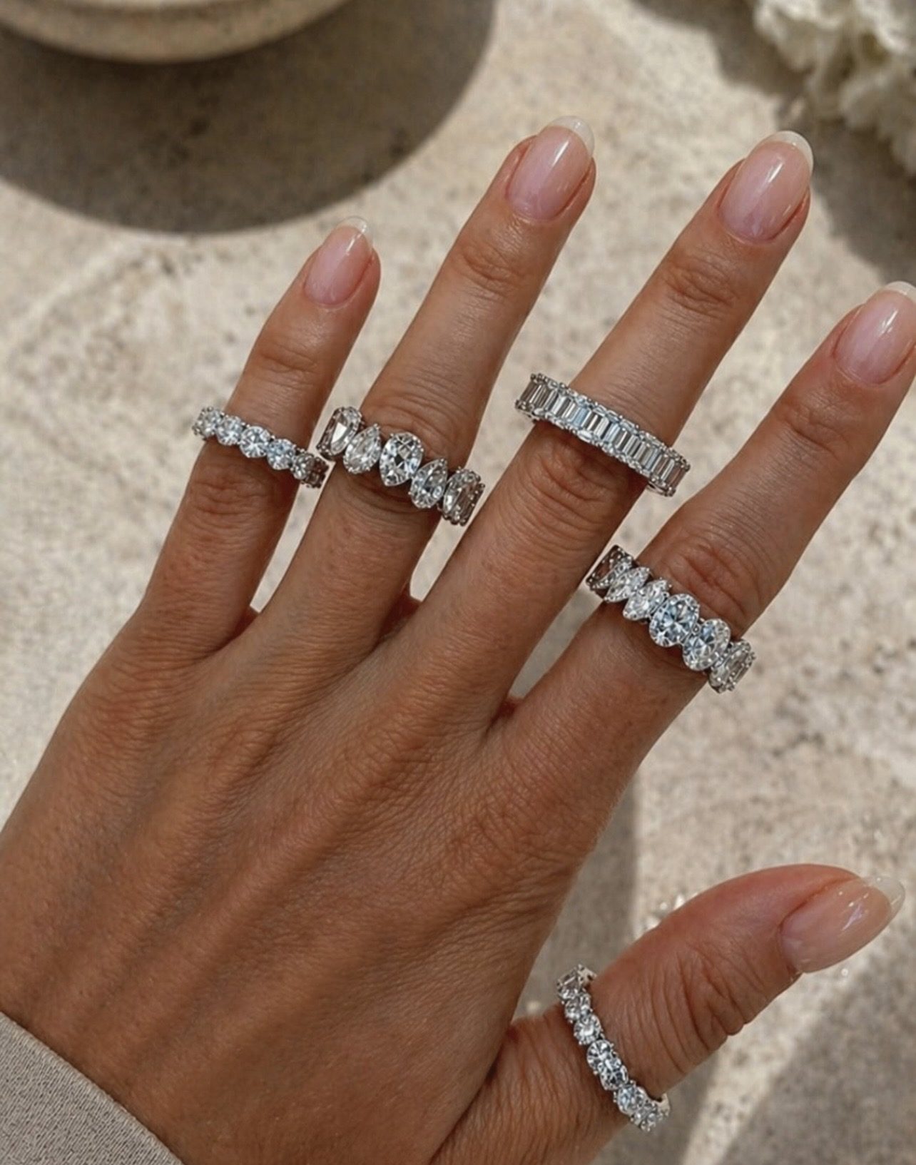 Diamond rings on hand